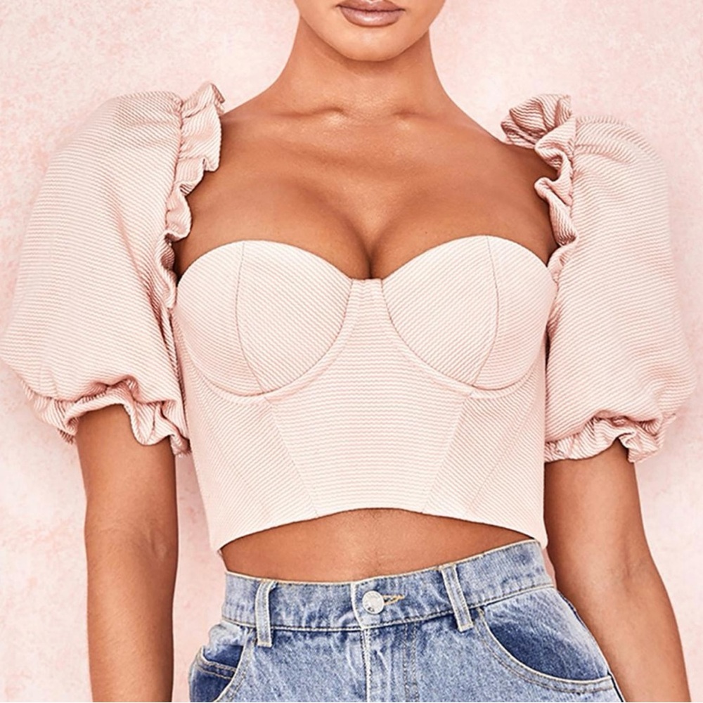 Women's Pink Ruffle Crop Top